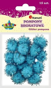 Brokatowe pompony 18mm 15szt niebieskie, CRAFT-FUN - niebieski - Pasmanteria - miniaturka - grafika 1