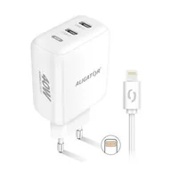 Ładowarki do telefonów - Ładowarka sieciowa Aligator Power Delivery 40W, 2xUSB-C + kabel pro Apple (CHPD0025) Biała - miniaturka - grafika 1