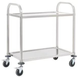 vidaXL 2-poziomowy wózek kelnerski, 107x55x90 cm, stal nierdzewna vidaXL - Wózki kuchenne - miniaturka - grafika 1