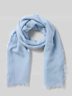 Apaszki i szaliki damskie - Szalik z mieszanki modalu i bawełny z frędzlami - miniaturka - grafika 1