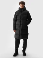 Kurtki męskie - 4F Długi płaszcz puchowy z naturalnym wypełnieniem męski - czarny XXL - miniaturka - grafika 1