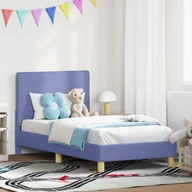 Łóżka dla dzieci i młodzieży - vidaXL Łóżko dziecięce z ramą i zagłówkiem niebieski denim 80 x 160 cm - miniaturka - grafika 1