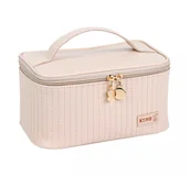 Kosmetyczki, organizery i kuferki - ECARLA KOSMETYCZKA PIKOWANY KUFEREK BEŻ - miniaturka - grafika 1