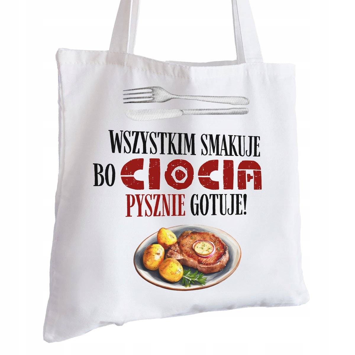 Torba Bawełniana biała dla Cioci Na Prezent ekologiczna Trwały Nadruk