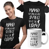 Gadżety dla niej i dla niego - Koszulka dla mamy wraz z kubkiem z nadrukiem Mamo co jak co, ale dzieci ci to się udały - miniaturka - grafika 1