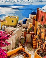 Malowanie po numerach - Artnapi 40x50cm Obraz Do Malowania Po Numerach Na Drewnianej Ramie - Wyspa Santorini, Grecja - miniaturka - grafika 1