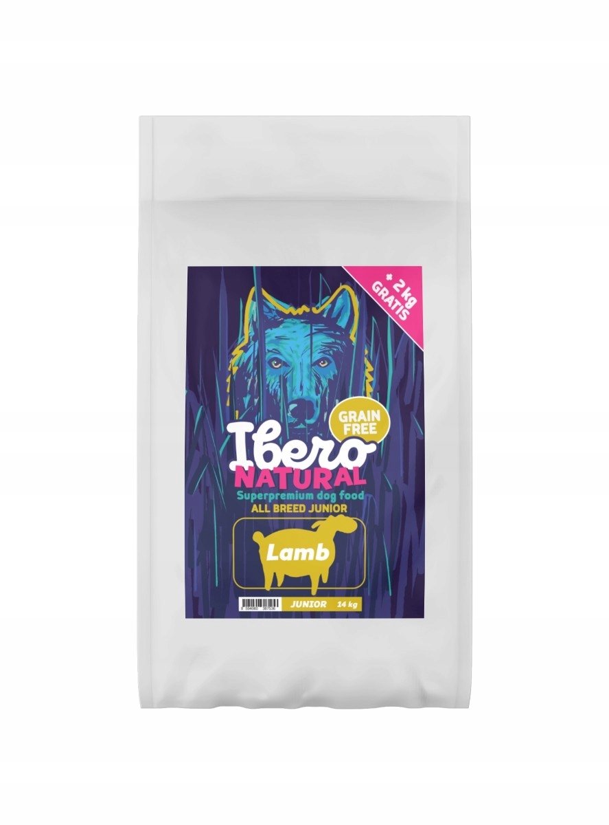 Ibero Naturalna Jagnięcina Bez Zbóż Junior - 12+2kg Gratis