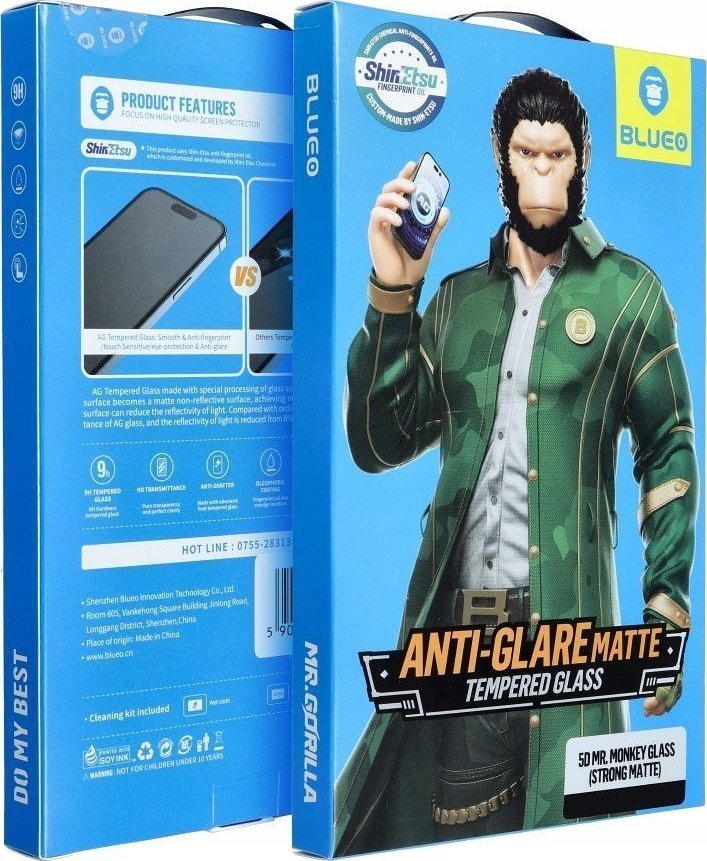 Blueo Szkło Hartowane 5D Mr. Monkey Glass - Apple iPhone 16 Pro Max czarny Strong Matte