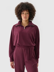 Damska bluza dresowa z weluru 4F 4FRAW24TSWSF2054 - czerwona - Bluzy sportowe damskie - miniaturka - grafika 1
