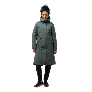 Damski płaszcz puchowy Jack Wolfskin BRANDENBURGER COAT W slate green - S - Płaszcze damskie - miniaturka - grafika 1