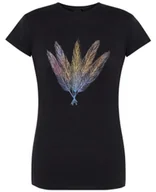Koszulki i topy damskie - T-Shirt damski kolorowy nadruk Pióra r.S - miniaturka - grafika 1