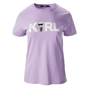 Damska Koszulka z krótkim rękawem KARL LAGERFELD IKONIK 2.0 KARL LOGO T-SHIRT 230W1706-66 – Fioletowy - Koszulki i topy damskie - miniaturka - grafika 1