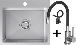 QUADRON LUKE 100 stal szczotkowana INOX + MAGGIE inox/czarny (ZH5045BS_3323503BL) - Zlewozmywaki - miniaturka - grafika 1