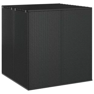 Lumarko Skrzynia na poduszki ogrodowe rattan PE 100x97,5x104 cm, czarna - Skrzynie ogrodowe - miniaturka - grafika 1