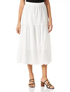 Spódnice - Seidensticker Spódnica damska – spódnica midi z haftem – 100% bawełna, biały (gret), 40 - grafika 1