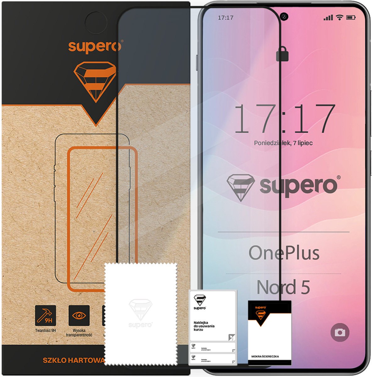 Szkło hartowane Supero do OnePlus Nord 5, mocne szkiełko na cały ekran, 9H
