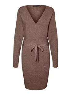 VERO MODA VMHOLLYREM LS V-Neck Dress GA NOOS sukienka, Brown Lentil, M, Brown Lentil, M - Sukienki - miniaturka - grafika 1