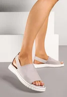 Sandały damskie - Szare Sandały Vices z Imitacji Zamszu z Elastycznym Paskiem Folalise - miniaturka - grafika 1