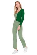 Swetry damskie - Trendyol Damski gładki cienki dzianinowy kardigan spodnie dwuczęściowy zestaw, Jasnozielony, M - miniaturka - grafika 1