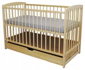 Łóżeczka i kojce - Łóżeczko Andrzej szuflada sosna 120x60 materac kokos-gryka lakierowane - miniaturka - grafika 1