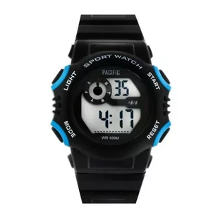 Czarno-niebieski dziecięcy zegarek elektroniczny Pacific 221L-1 - Zegarki dla dzieci - miniaturka - grafika 1