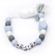 Akcesoria do smoczków - Silikonowa zawieszka z imieniem WOJTEK przypinka - miniaturka - grafika 1