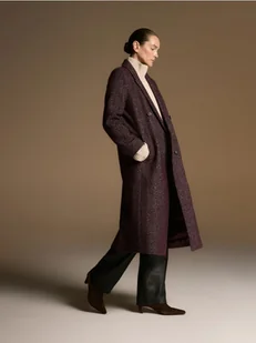 Reserved - Płaszcz z wełną - karminowy - Płaszcze damskie - miniaturka - grafika 1