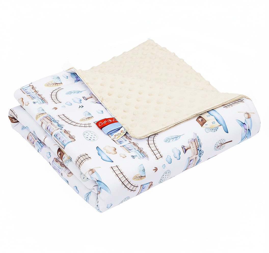 Koc kocyk pled pledzik MINKY 75x100 (kremowy +ciuchcia)