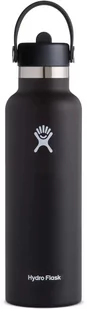 HYDRO FLASK Butelka STANDARD MOUTH FLEX STRAW CAP 621 ml black - Shakery i bidony sportowe - miniaturka - grafika 1