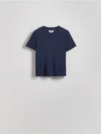 Koszulki i topy damskie - Reserved - T-shirt z wiskozą - granatowy - miniaturka - grafika 1