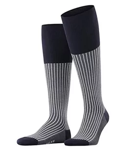 FALKE Mężczyźni Podkolanówki Oxford Stripe M KH Bawełna długie z wzorem 1 Para, Niebieski (Atlantic 6150), 43-44 - Skarpetki męskie - miniaturka - grafika 1