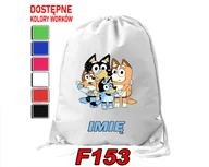 Torby szkolne - WOREK SZKOLNY NA WF SPORTOWY NIEBIESKI PIESEK BINGO TATA MAMA - IMIĘ - miniaturka - grafika 1