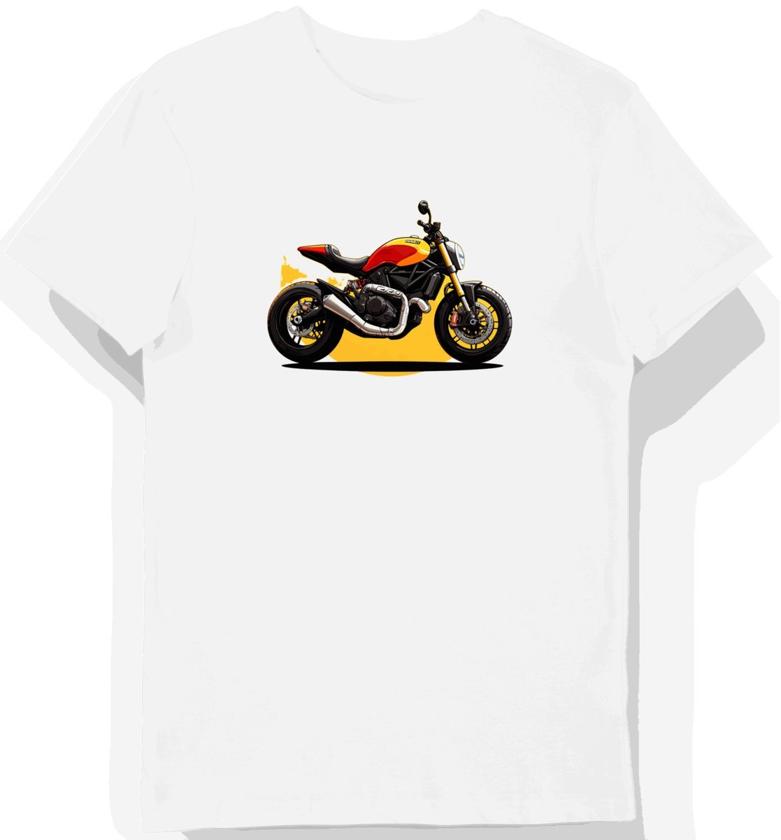 Koszulka męska biała z motywem klasycznego motocykla Scrambler M