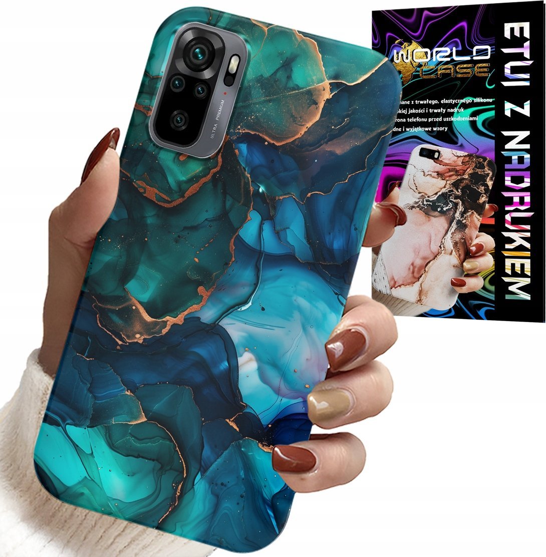 ETUI DO XIAOMI NOTE 10 / 10S - NIEBIESKO ZIELONY MARMUREK PLECKI WZORY