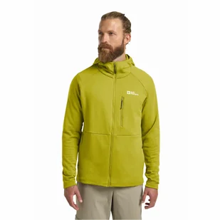 Męska kurtka polarowa Jack Wolfskin KOLBENBERG HOODED FZ M chartreuse - S - Kurtki męskie - miniaturka - grafika 1