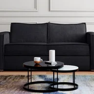 Sofy i kanapy - Kanapa 3-osobowa rozkładana typu ekspres z czarnego sztruksowego aksamitu - Miejsce do spania 140 cm - Materac 22 cm z pamięcią kształtu LORETO - miniaturka - grafika 1