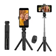 Torby na laptopy - Selfie stick statyw Tripod uchwyt na telefon Alogy Trójnóg kijek do zdjęć selfie pilot Bluetooth 360 Czarny - miniaturka - grafika 1