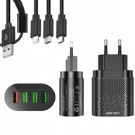 Ładowarki do telefonów - SZYBKA ŁADOWARKA SIECIOWA DO TELEFONU QC 3.0 48W + KABEL 3w1 - miniaturka - grafika 1