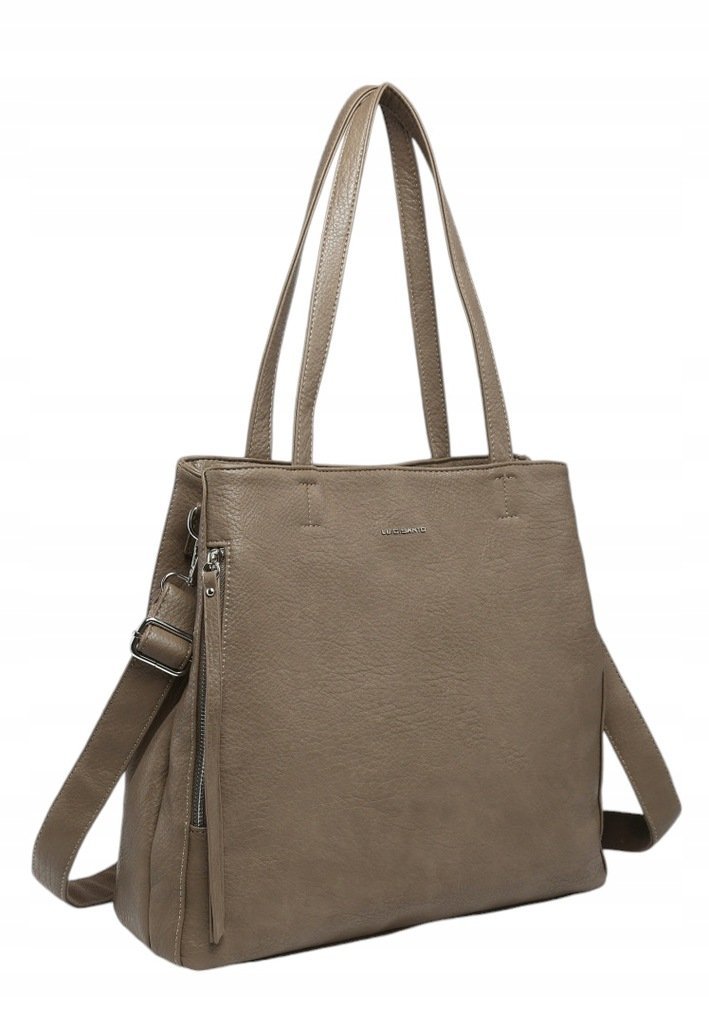 Klasyczna Torebka Damska Shopper Beżowa LUIGISANTO V5081 Taupe