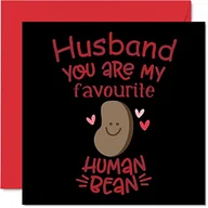 Kartki okolicznościowe i zaproszenia - Śmieszne kartki urodzinowe dla męża - ulubiona ludzka fasola - dowcipna kartka urodzinowa dla męża od żony, prezenty urodzinowe dla męża, 145 mm x 145 mm kartki okolicznościowe na walentynki rocznicę - miniaturka - grafika 1