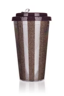 Banquet Kubek podróżny dwuścienny GLITTERS 0,5 l, brązowy - Kubki termiczne - miniaturka - grafika 1