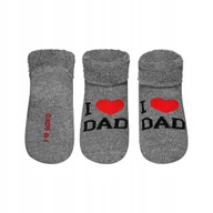 Skarpetki dla dzieci - Skarpetki niemowlęce szare SOXO z napisami | I love dad - miniaturka - grafika 1