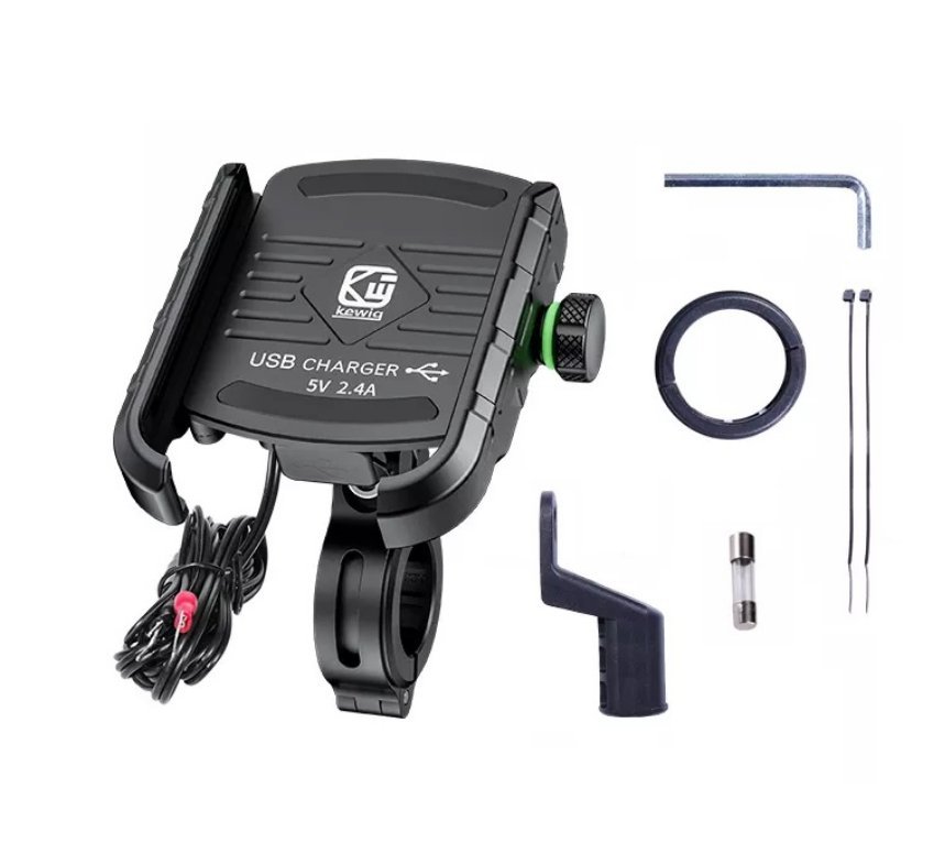 UCHWYT MOTOCYKLOWY KEWIG NA TELEFON ŁADOWARKA USB QC 3.0