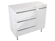 Szafki łazienkowe - Szafka Stojąca Z Blatem ATH 90 cm K Lewa - Biały Wysoki Połysk - Uchwyty Chromowane - miniaturka - grafika 1