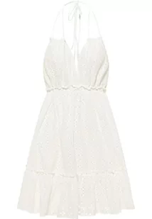 IZIA Damska letnia sukienka z dziurkowanym haftem, biała, L, biały, L - Sukienki - miniaturka - grafika 1