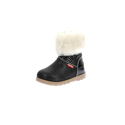 KICKERS NONOFUR Boy's Unisex Kids Botki, 37 EU, Błyszczące czarne gwiazdy, 4 UK Child