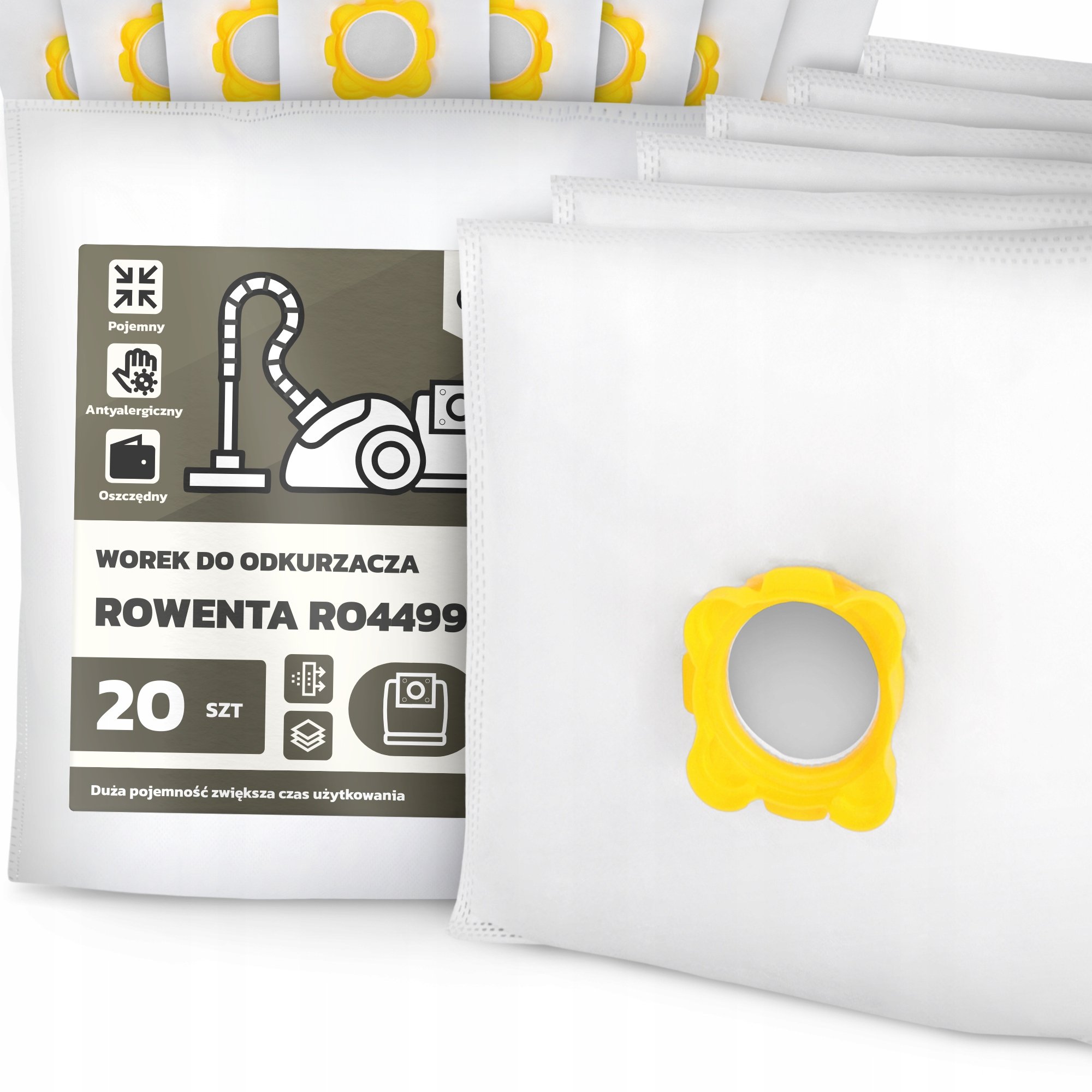 20x Worek do Odkurzacza Rowenta RO4499 Syntetyczny Mikrowłókna Duży Work G9