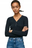 Bluzki damskie - PEPE JEANS BLUZKA GRANATOWA DŁUGI RĘKAW XS P9P - miniaturka - grafika 1