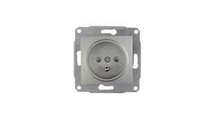 Schneider Electric Schneider Sedna aluminium gniazdo pojedyczne z przesłonami +0) SDN2800160 - Gniazdka elektryczne - miniaturka - grafika 1