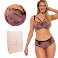 Biustonosze - Biustonosz z koronką GAIA Semi-Soft Malene 1266 półusztywniany czarny różowy  80B - miniaturka - grafika 1